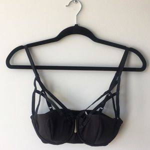 Adore Me caged strappy black bra